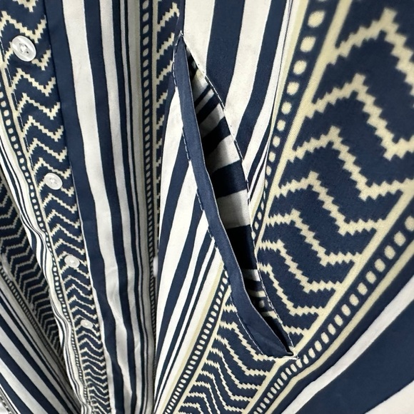 Gypsie Blu Women Kaftan Long Dress One Size Blue White Coverup Pockets Button Up - Picture 4 of 10